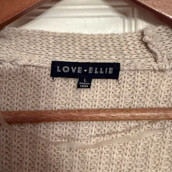 Love Ellie Taupe Cardigan Sweater large $78 Anthropologie - Picture 2 of 4